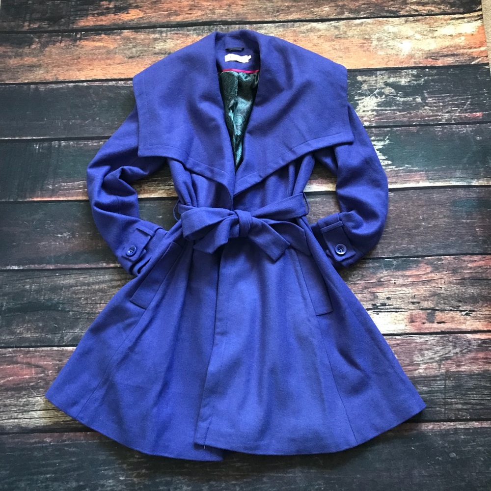 ModCloth Periwinkle Full length Wool Coat lined